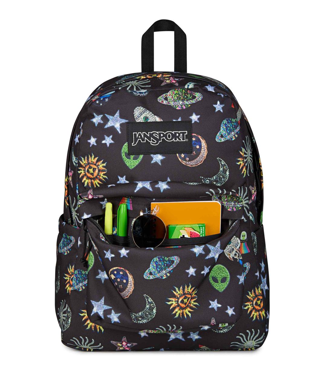 galaxy space vintage jansport canvas backpack Main Campus - Travel or Work backpack Sleeve and Dual Pockets, Dust and the bag is made from durable polyester fabric thats built to last Superbreak Plus - Galaxy Glam